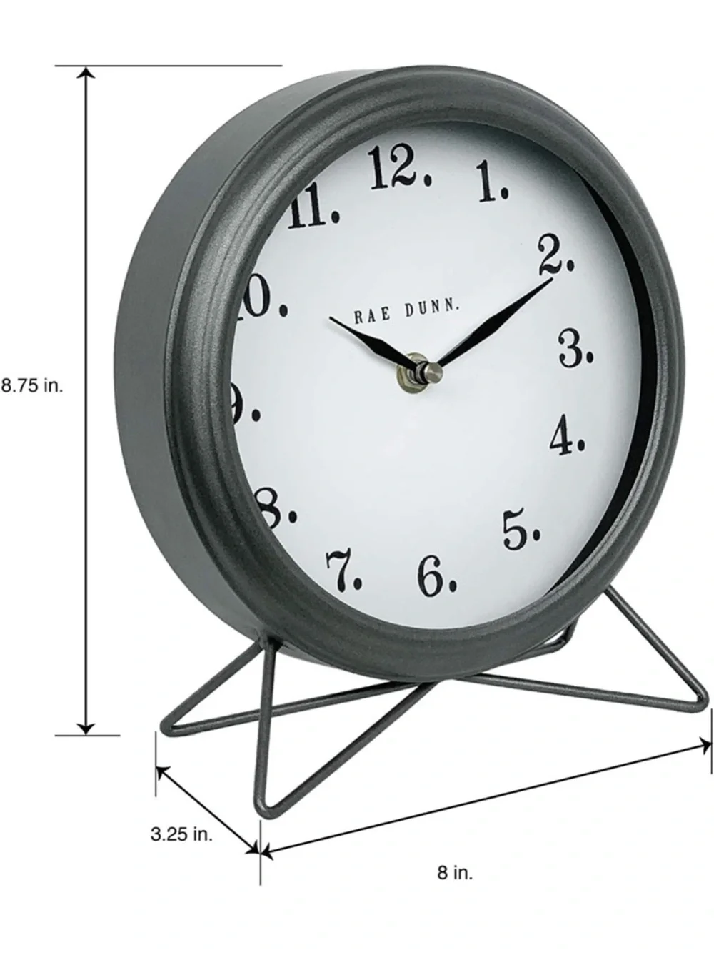 Rae Dunn Farmhouse Gray Round Clock with White Face